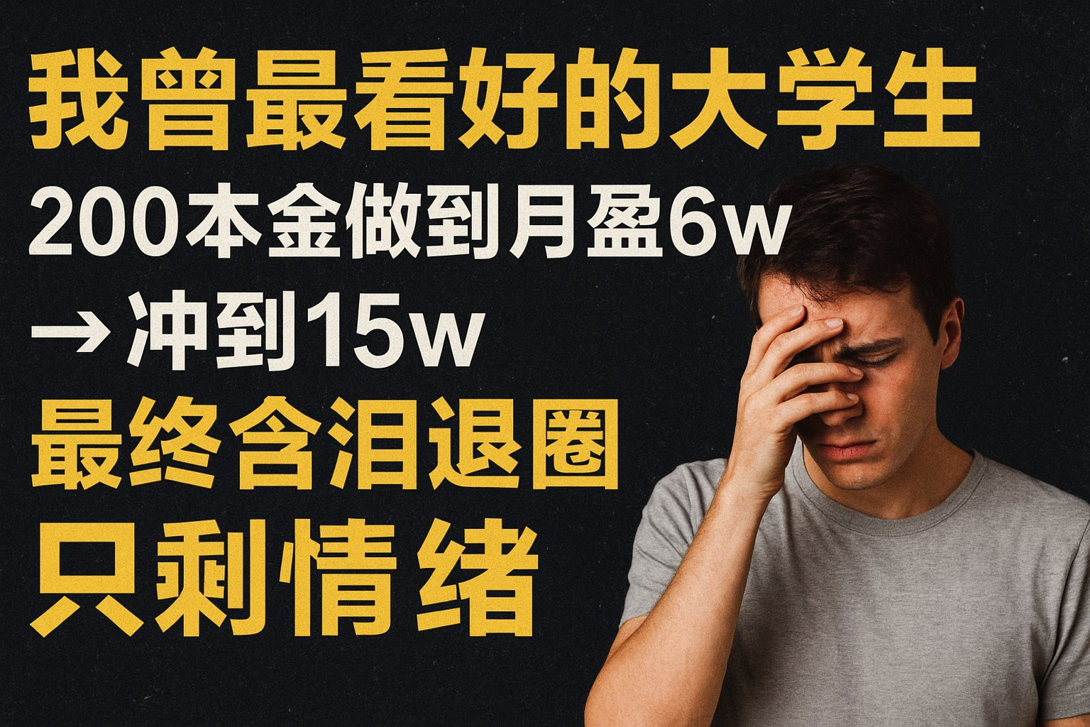 我曾最看好的大学生:200刀本金月撸6w 再冲到15w 最终含泪退圈,只剩情绪