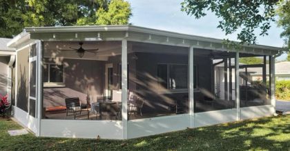Patio screen enclosure in Wellington, Palm Beach County — preparing for hurricane season in South Florida