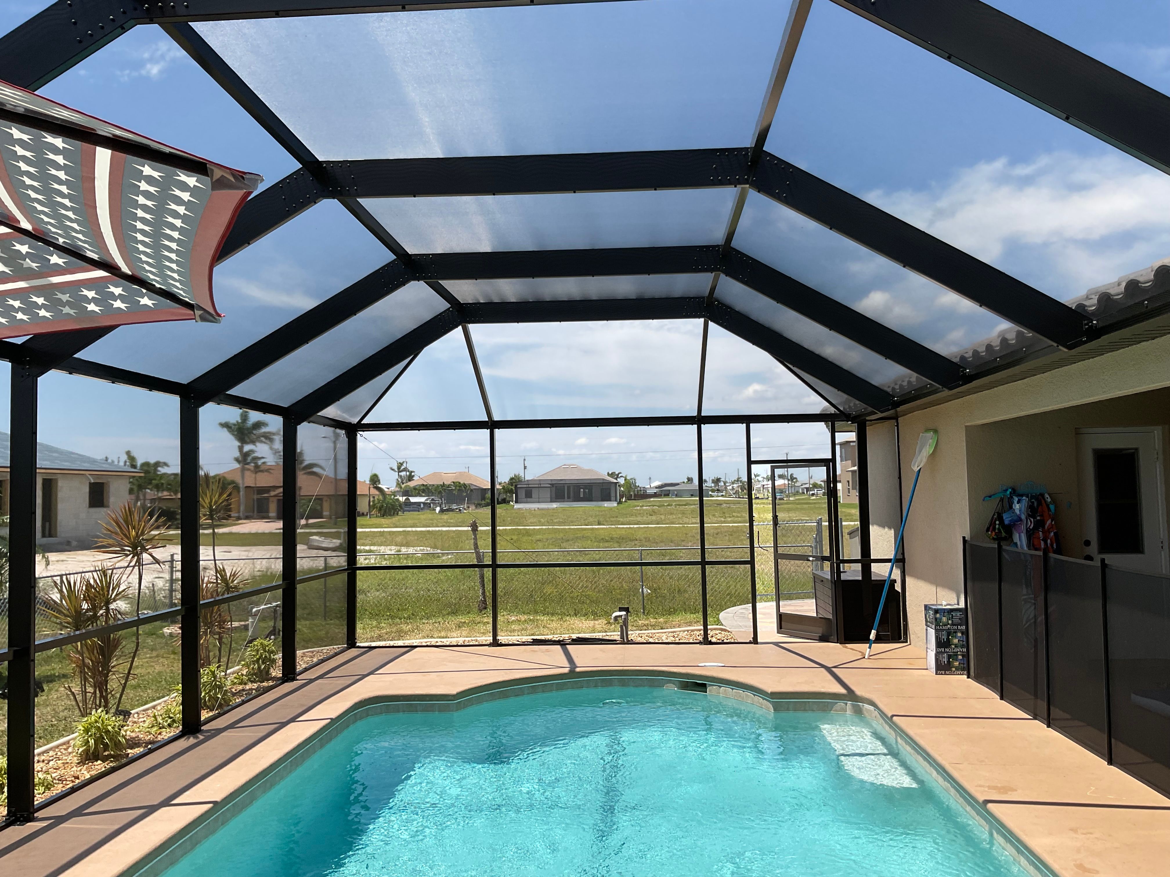 Pool screen enclosure with bronze aluminum frames South Florida — AB Aluminum & Screens
