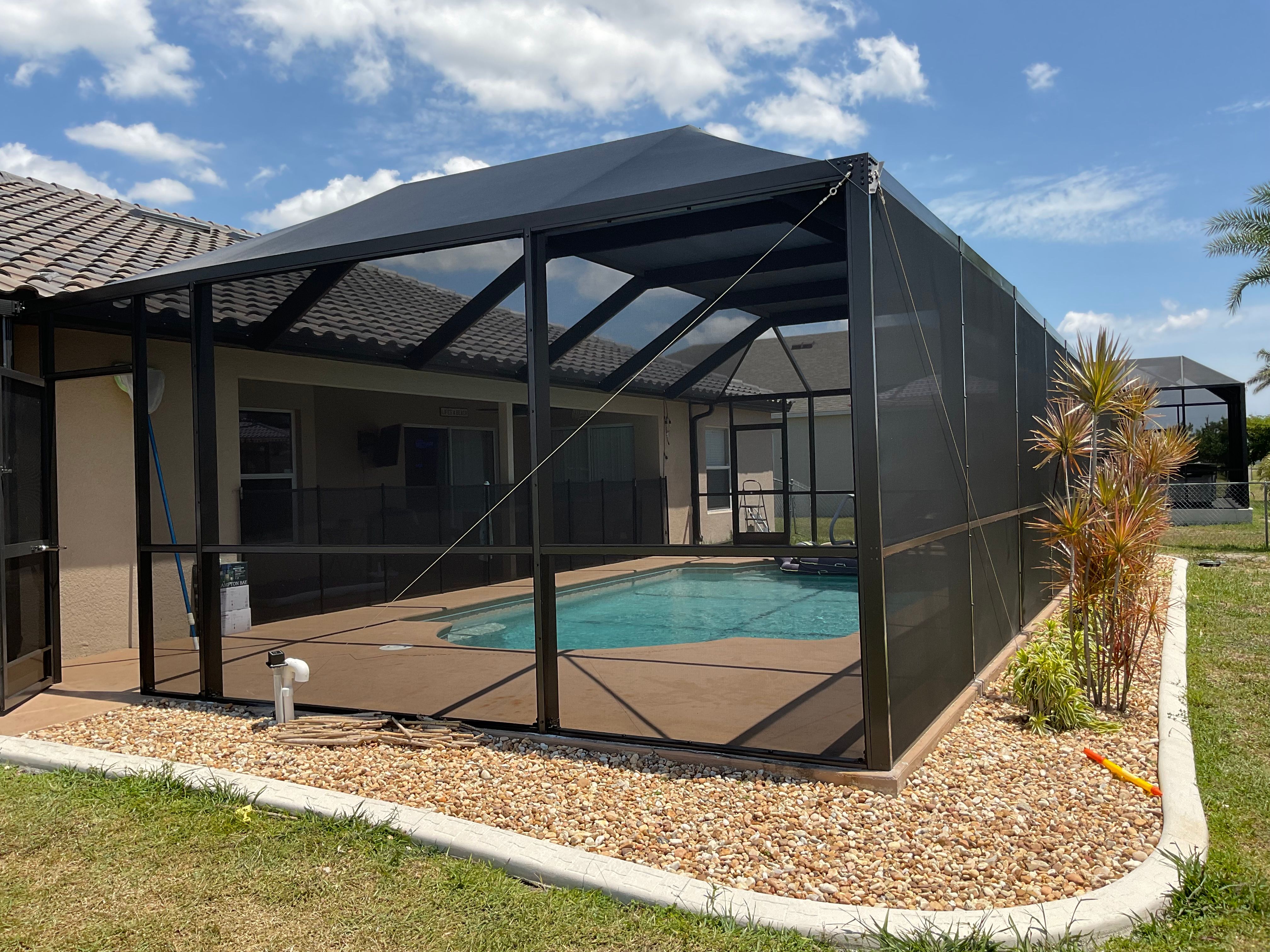 Pool enclosure interior view screened pool area Miami — AB Aluminum & Screens