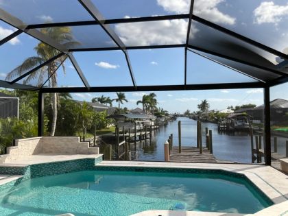 Aluminum pool screen enclosure in Parkland, Broward County — mansard, hip, gable and dome styles