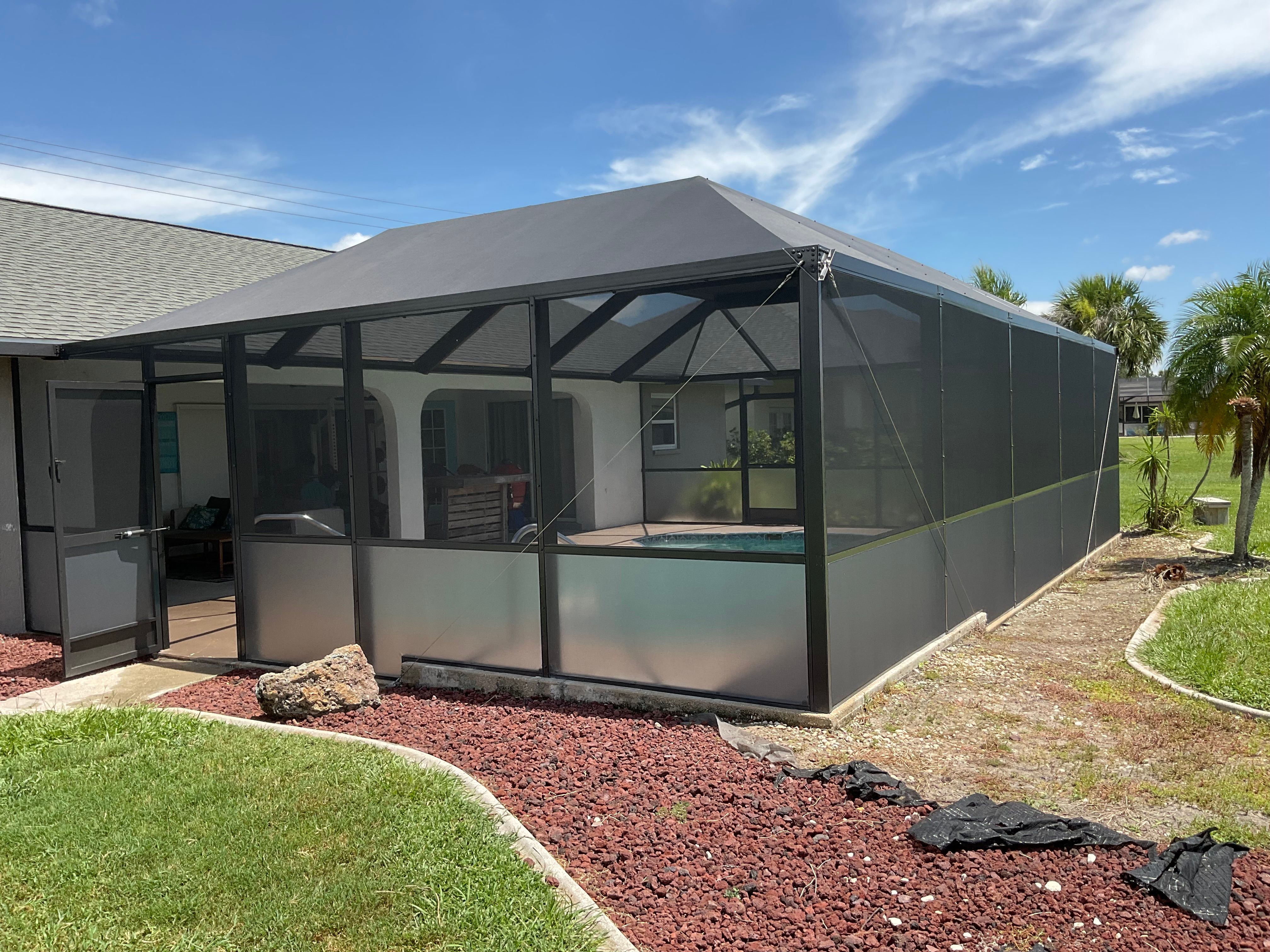 Aluminum pool enclosure with screened patio South Florida — AB Aluminum & Screens
