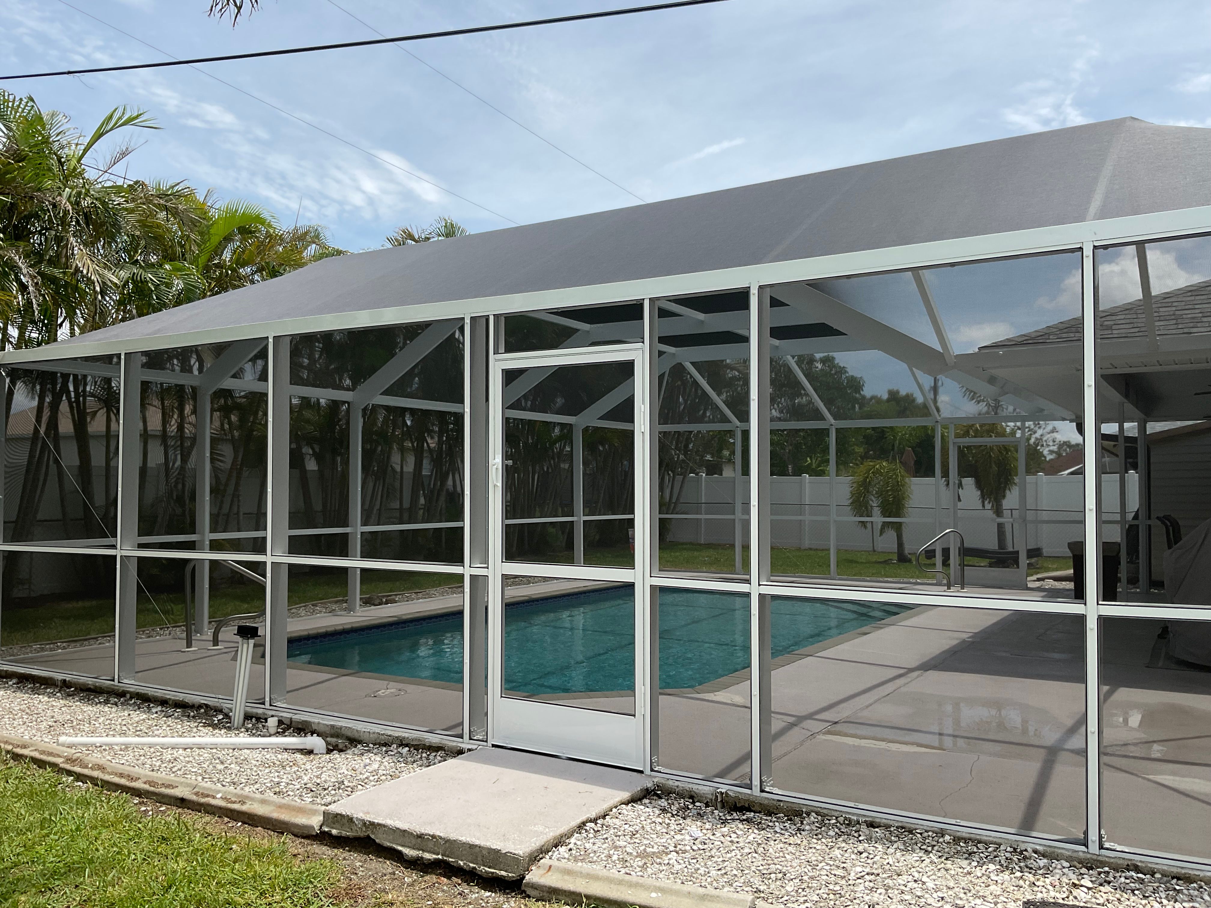 Pool enclosure with screen room extension attached patio — AB Aluminum & Screens