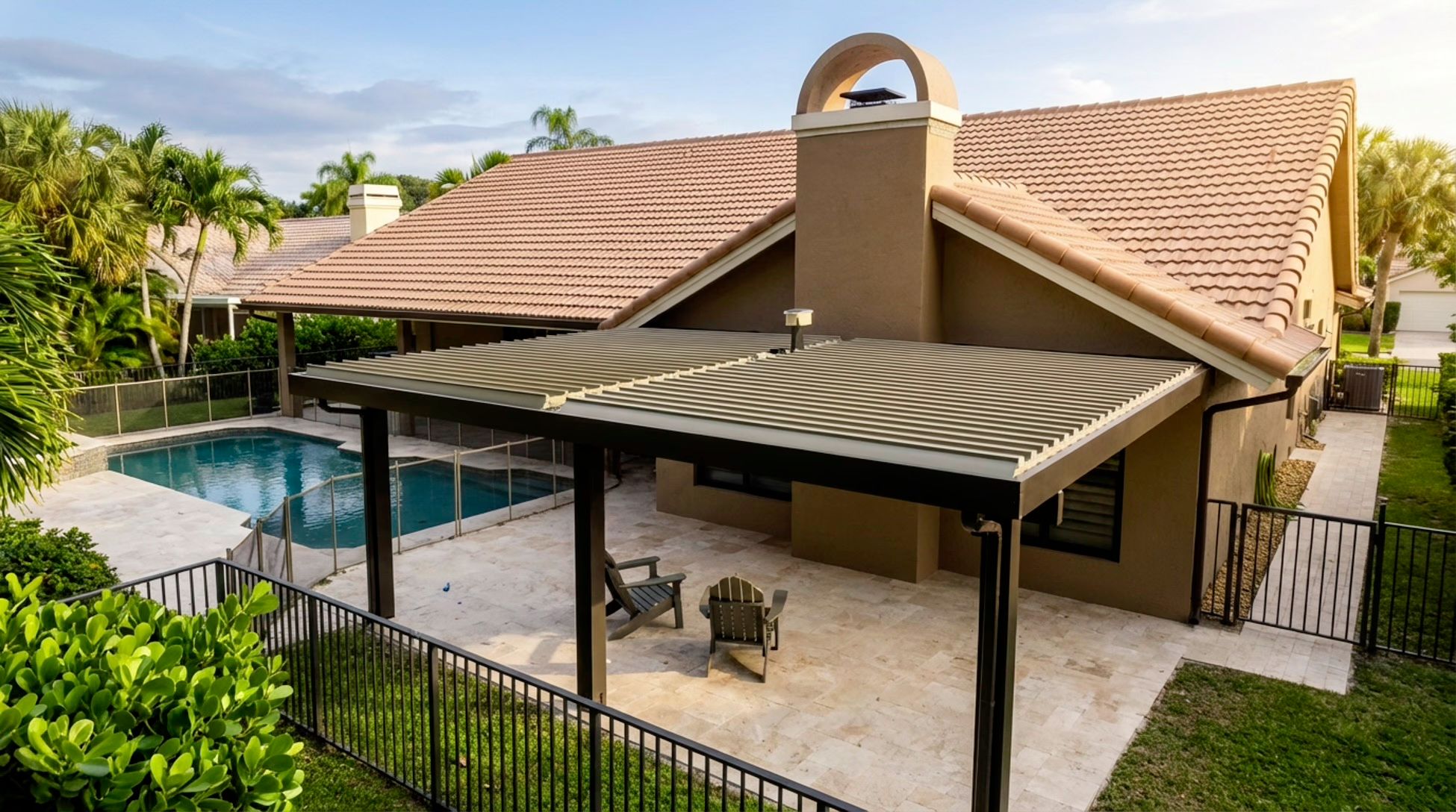 aluminum louvered pergola miami, aluminum pergola contractor miami, louvered aluminum roof system south florida