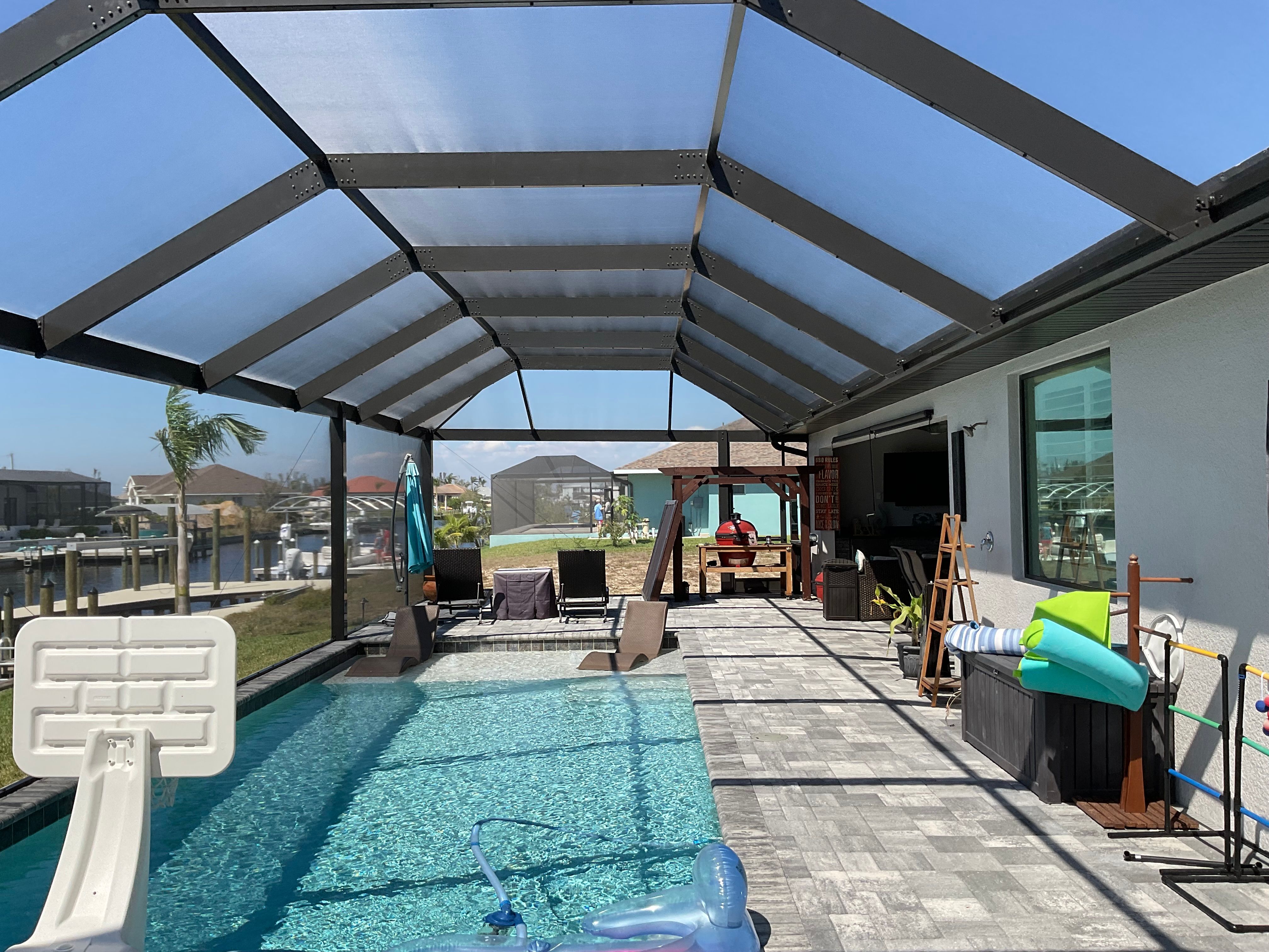 Pool screen enclosure aluminum frame installation — AB Aluminum & Screens South Florida