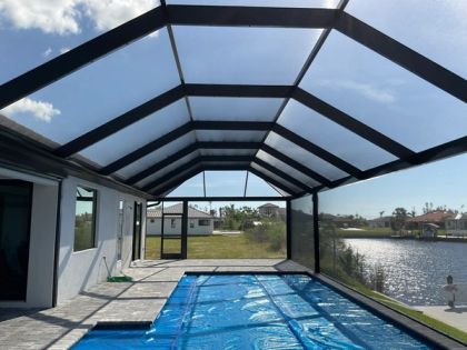 Aluminum pool screen enclosure project Miami — AB Aluminum & Screens