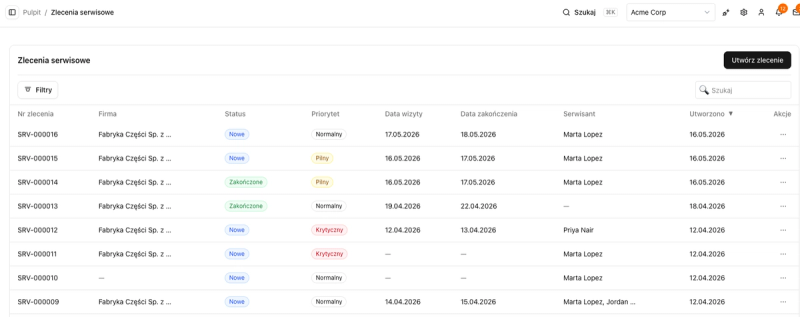 Open Service machine database screen
