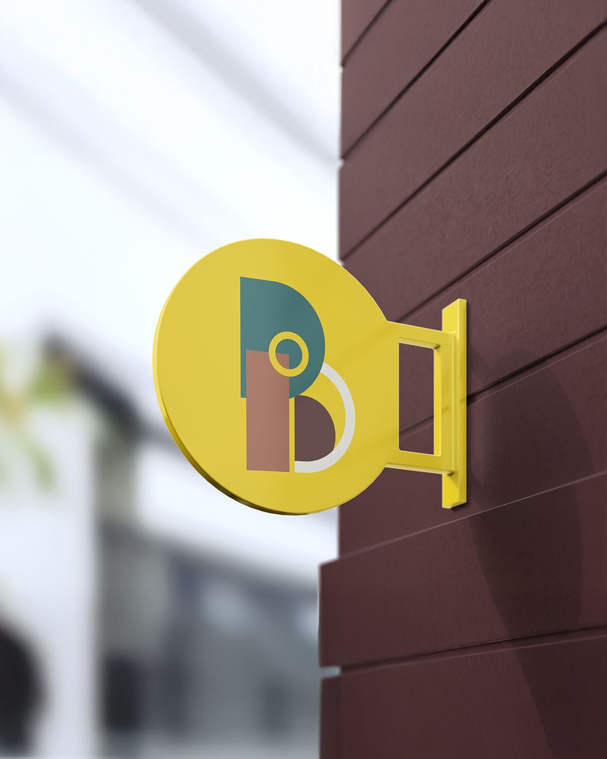 Geel bord met het logo van Atelier Buyck