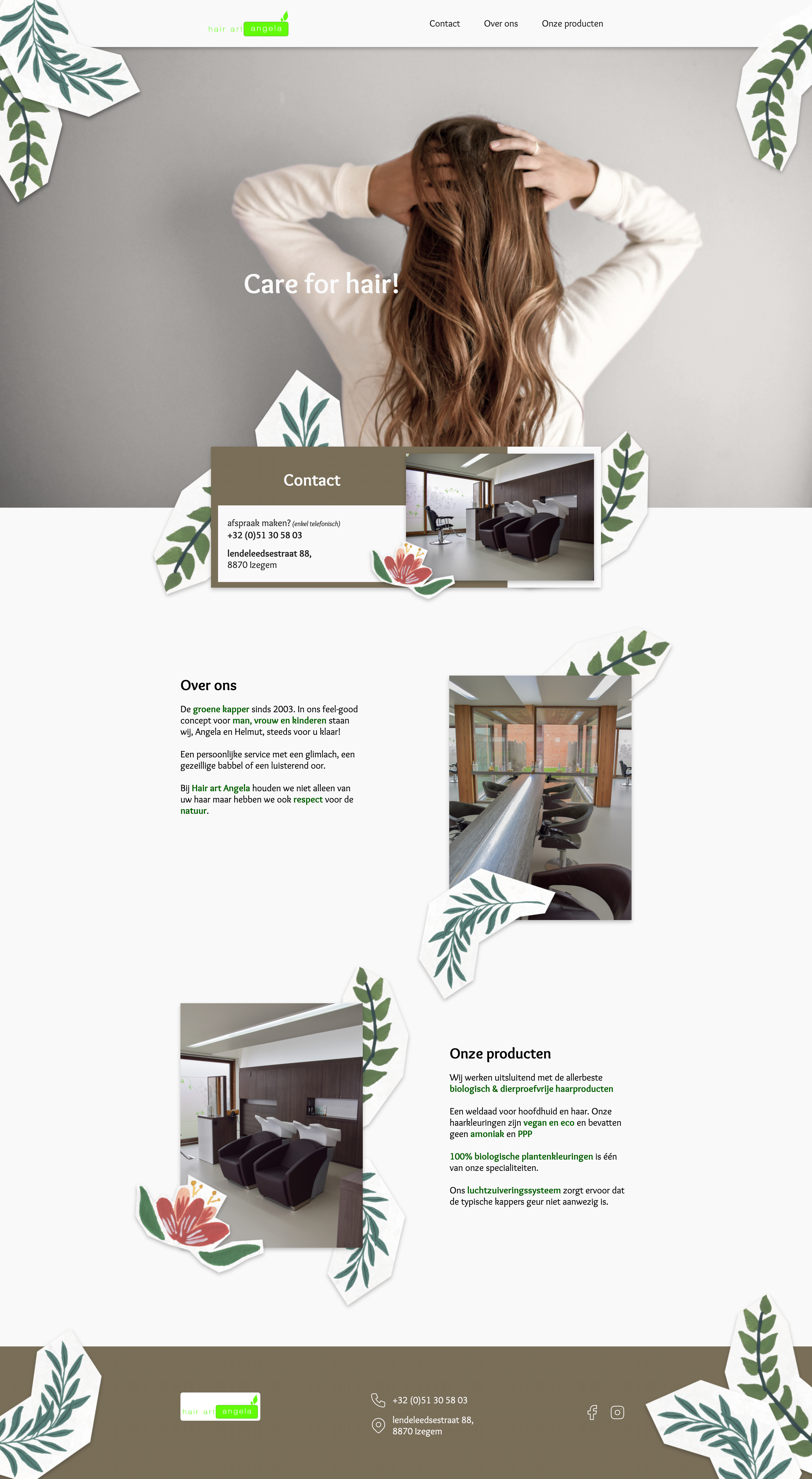 Screenshot van de volledige website