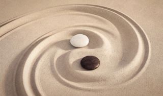 Zen garden with two rocks
