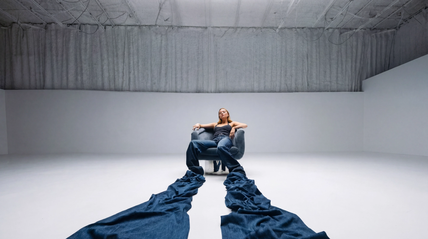 Lady sitting in room with long pants on
