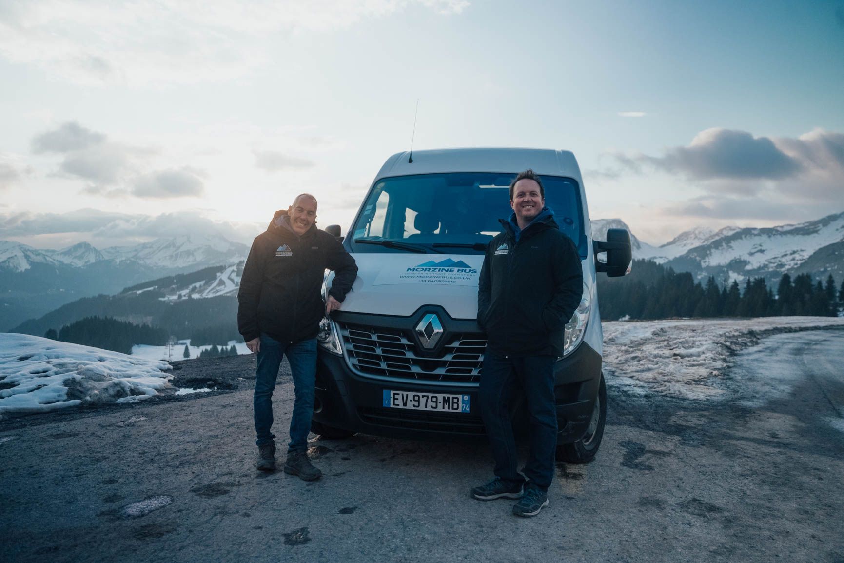 Two Morzine Bus drivers with the Renault Master minibus