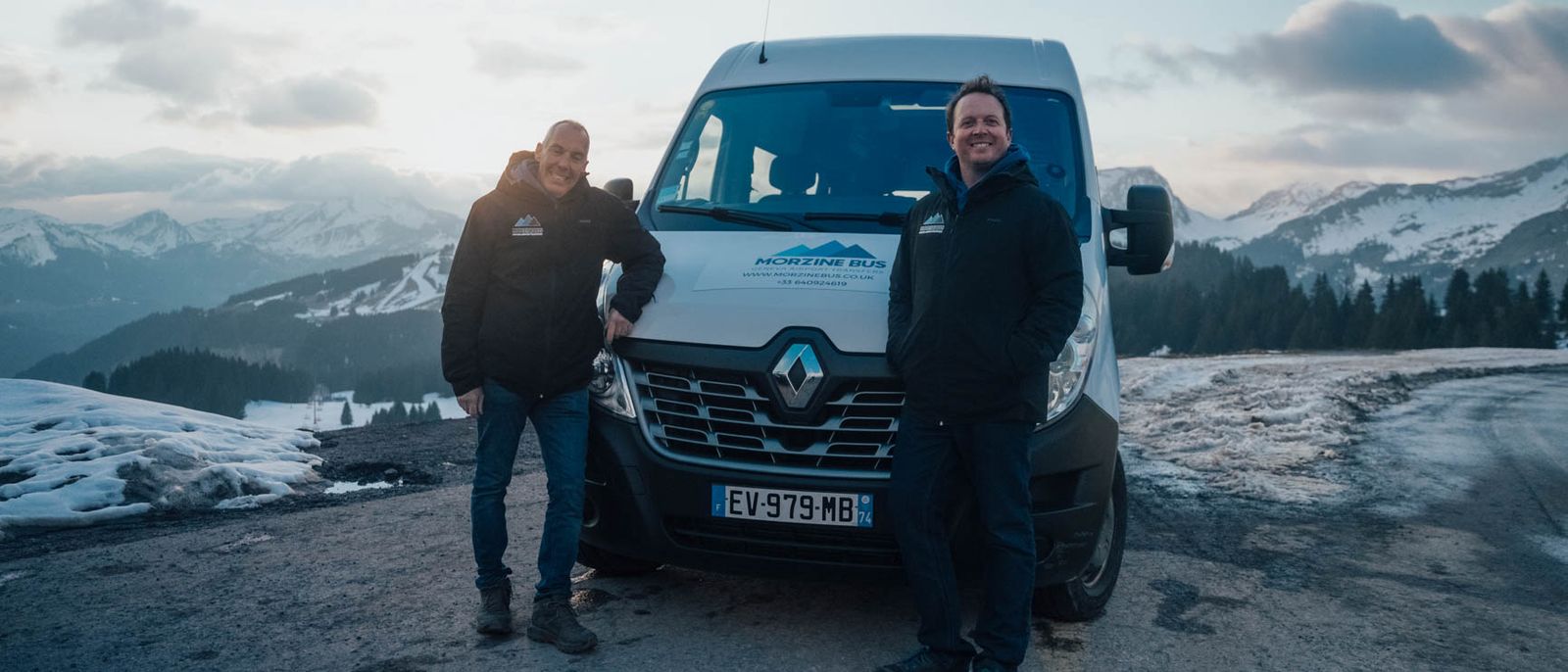 Two Morzine Bus drivers with the Renault Master minibus