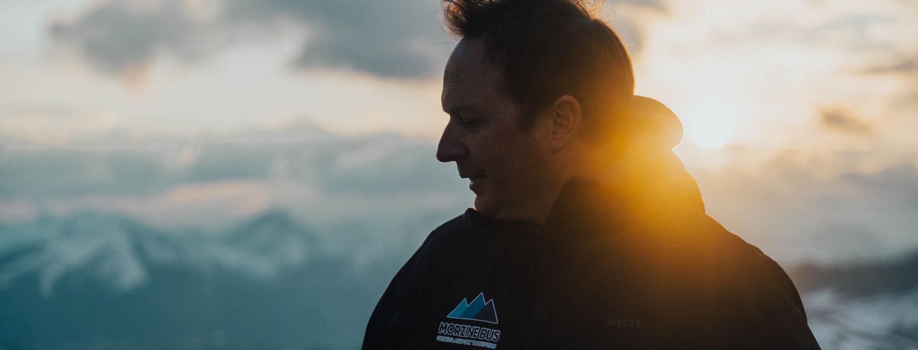 A Morzine Bus driver at sunrise above the valley