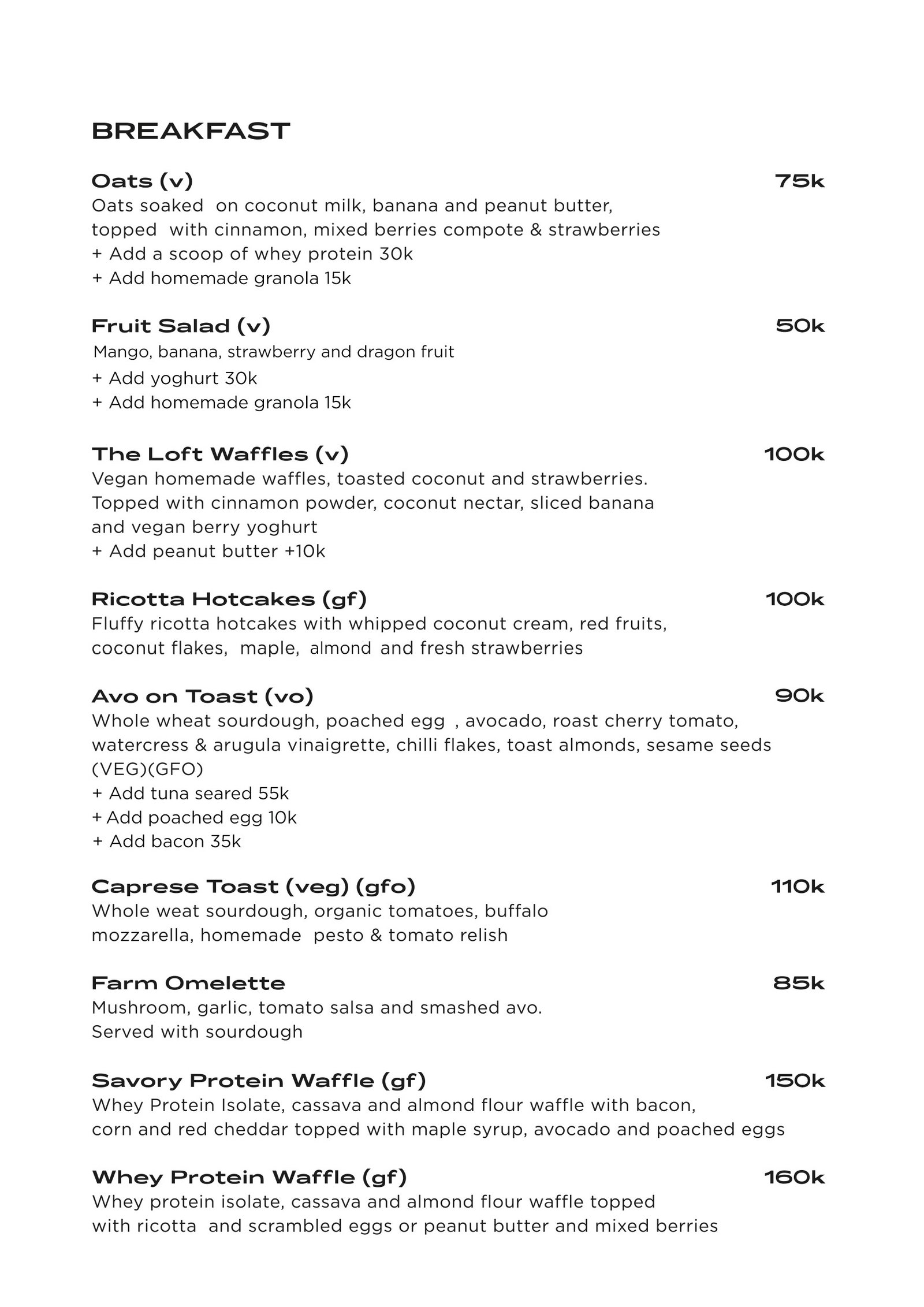 breakfast menu
