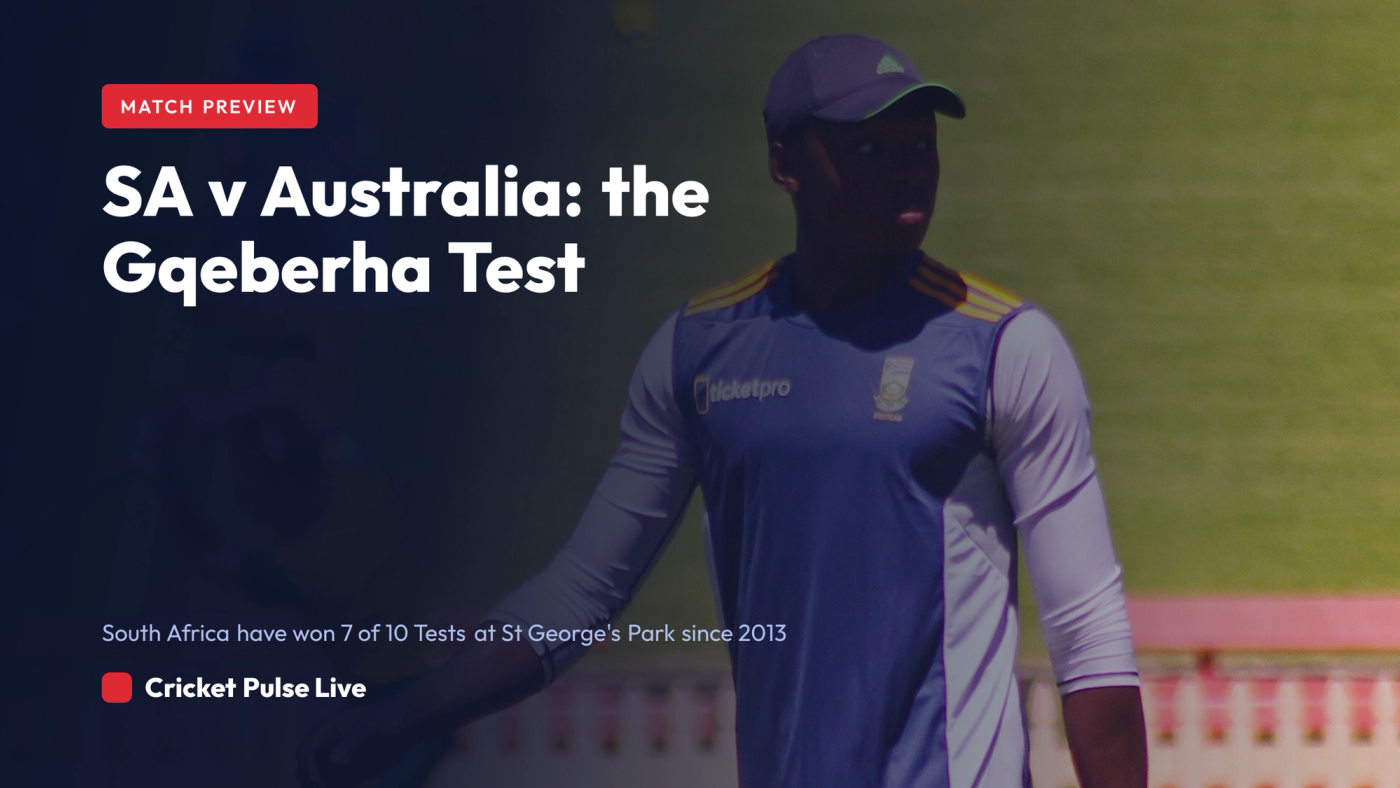 Match preview graphic for the South Africa v Australia second Test at St George's Park, Gqeberha