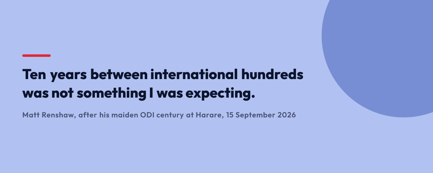 Quote from Matt Renshaw after scoring his maiden ODI century at Harare