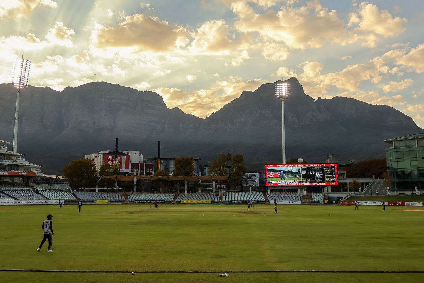 Newlands Cricket Ground in Cape Town, with Table Mountain behind the ground