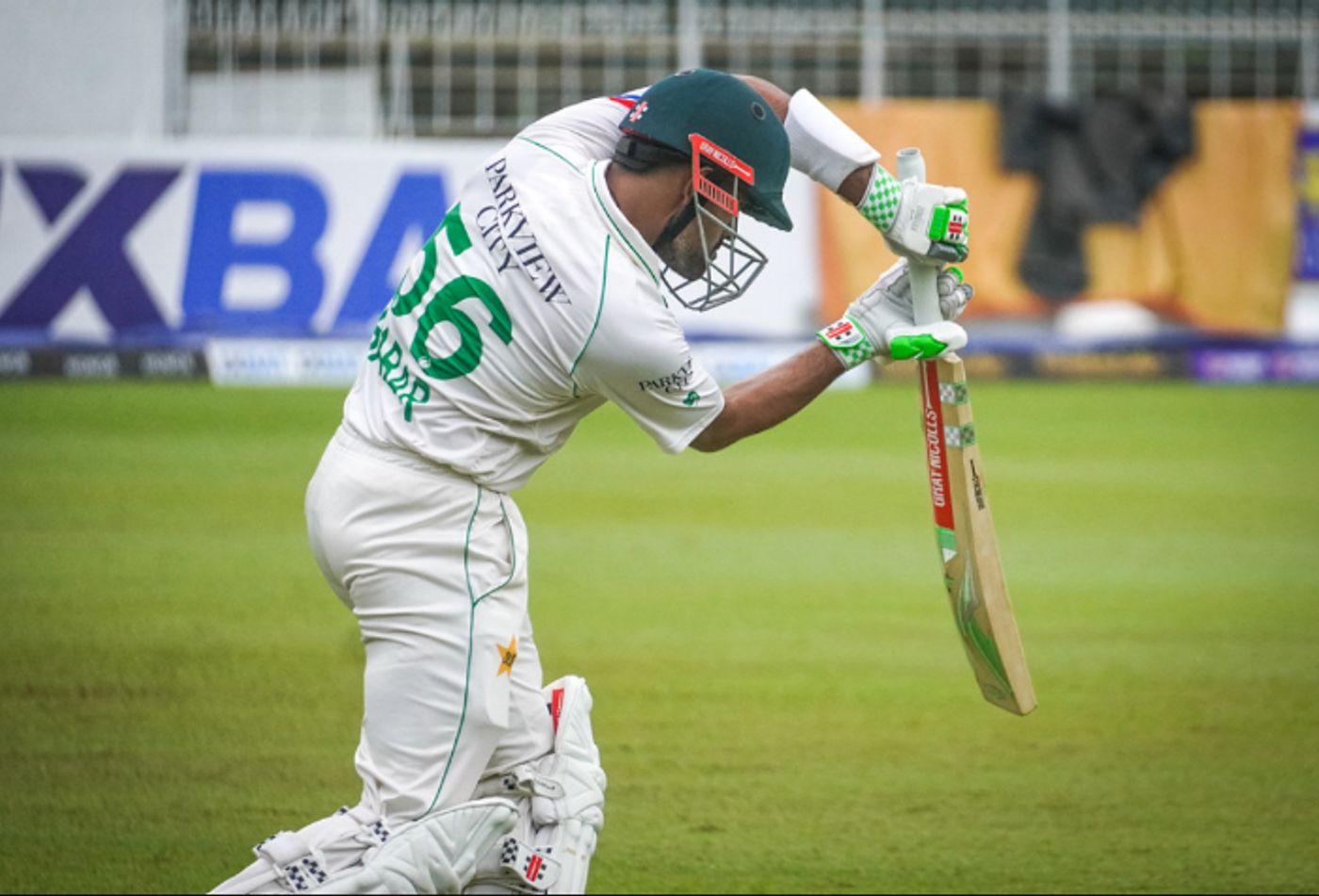 Pakistan batter Babar Azam batting in a Test match