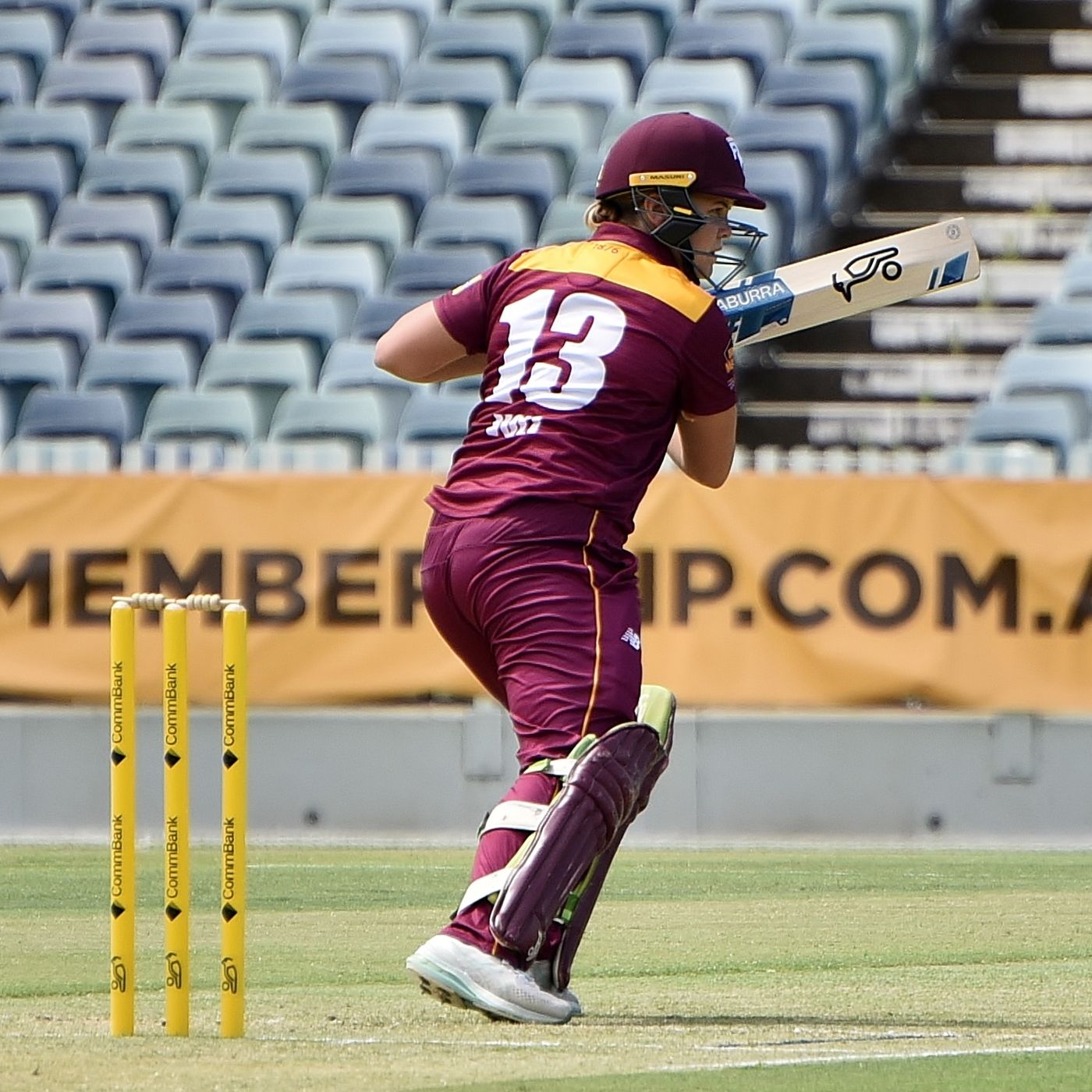 Georgia Voll batting for Queensland in a domestic one-day match