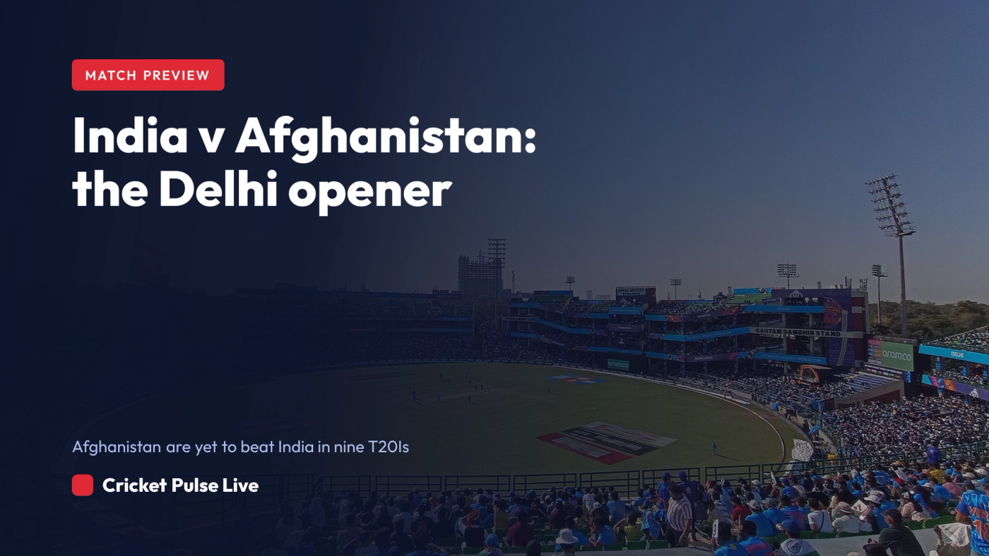 Cricket Pulse Live match preview graphic for India v Afghanistan, 1st T20I at the Arun Jaitley Stadium, Delhi, on 13 September 2026.