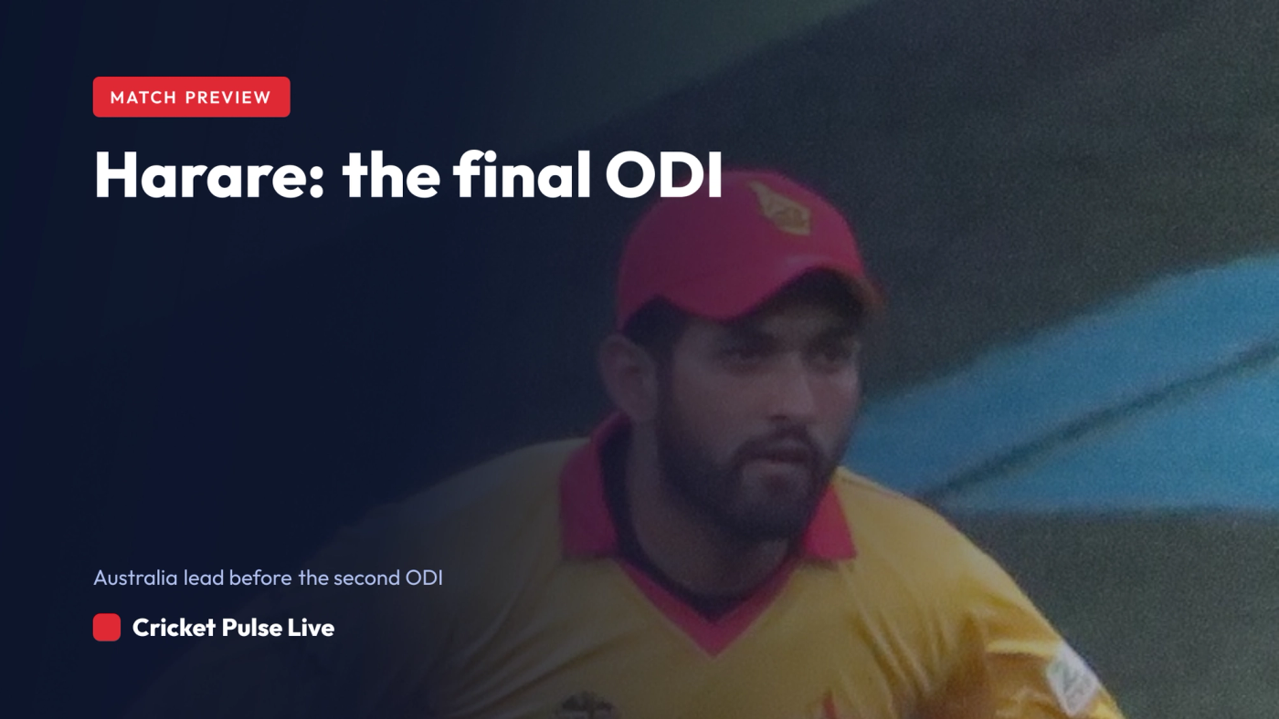 Hero graphic: Zimbabwe v Australia, the third ODI at Harare Sports Club on Sunday 20 September 2026, with Australia leading 1-0