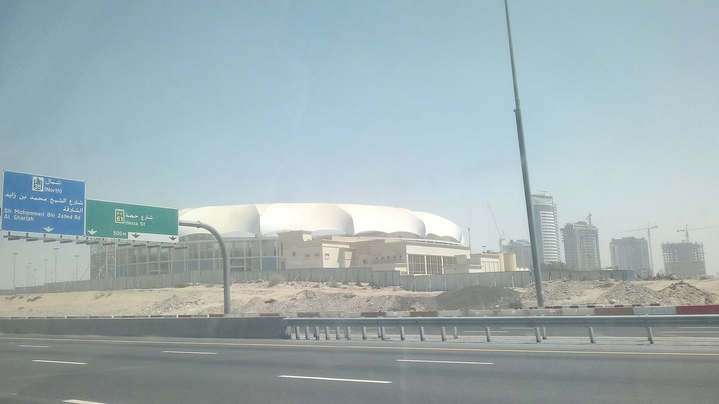The Dubai International Cricket Stadium seen from outside