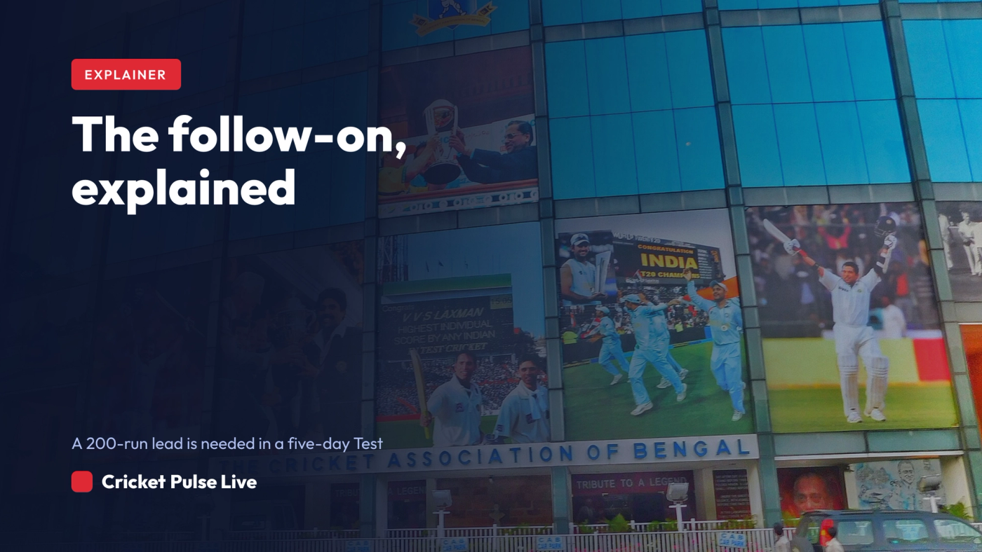 Hero graphic: the follow-on in cricket explained, 200 runs needed in a five-day Test