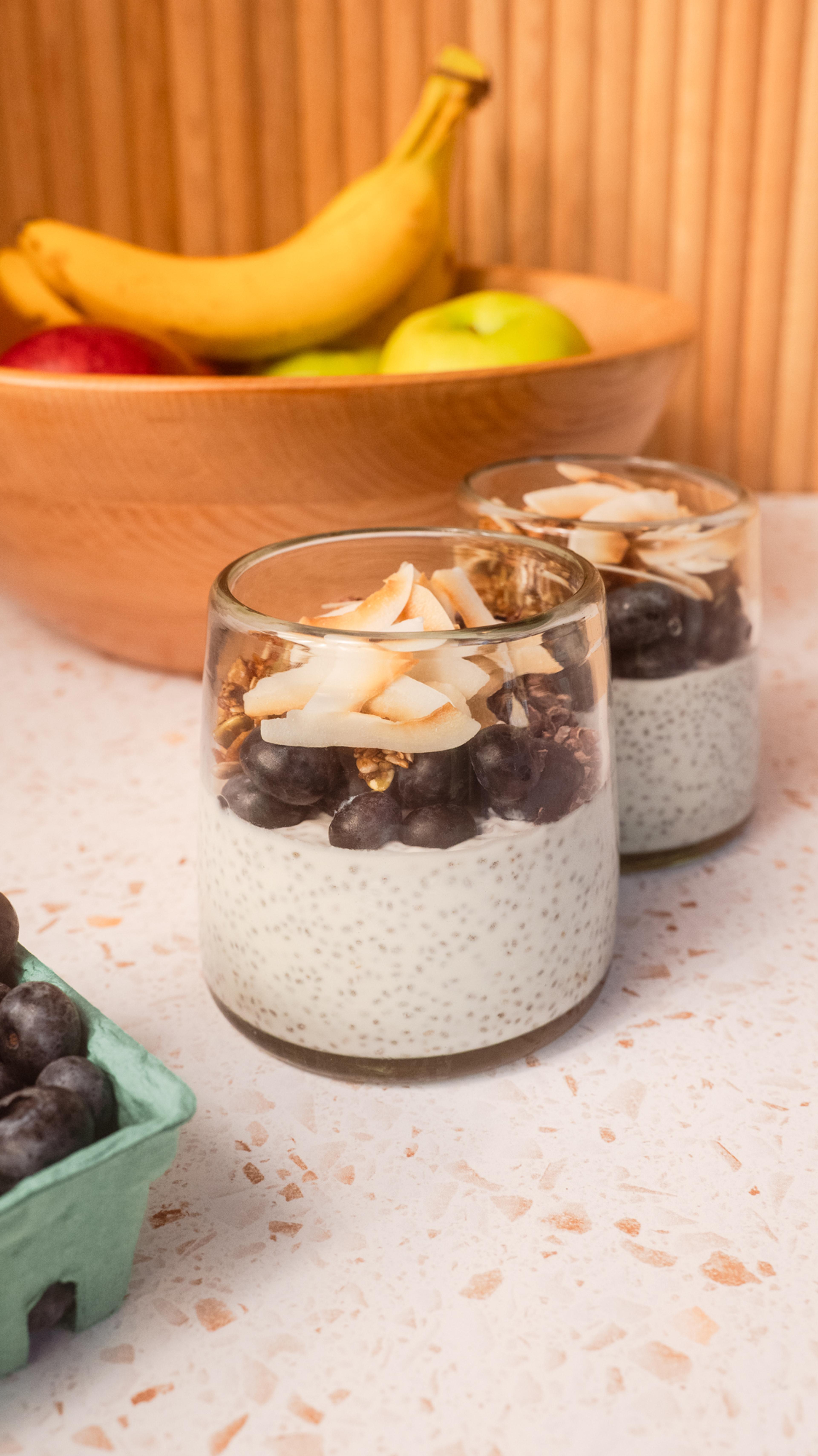 coconut chia pudding with fresh fruit from re_ grocery