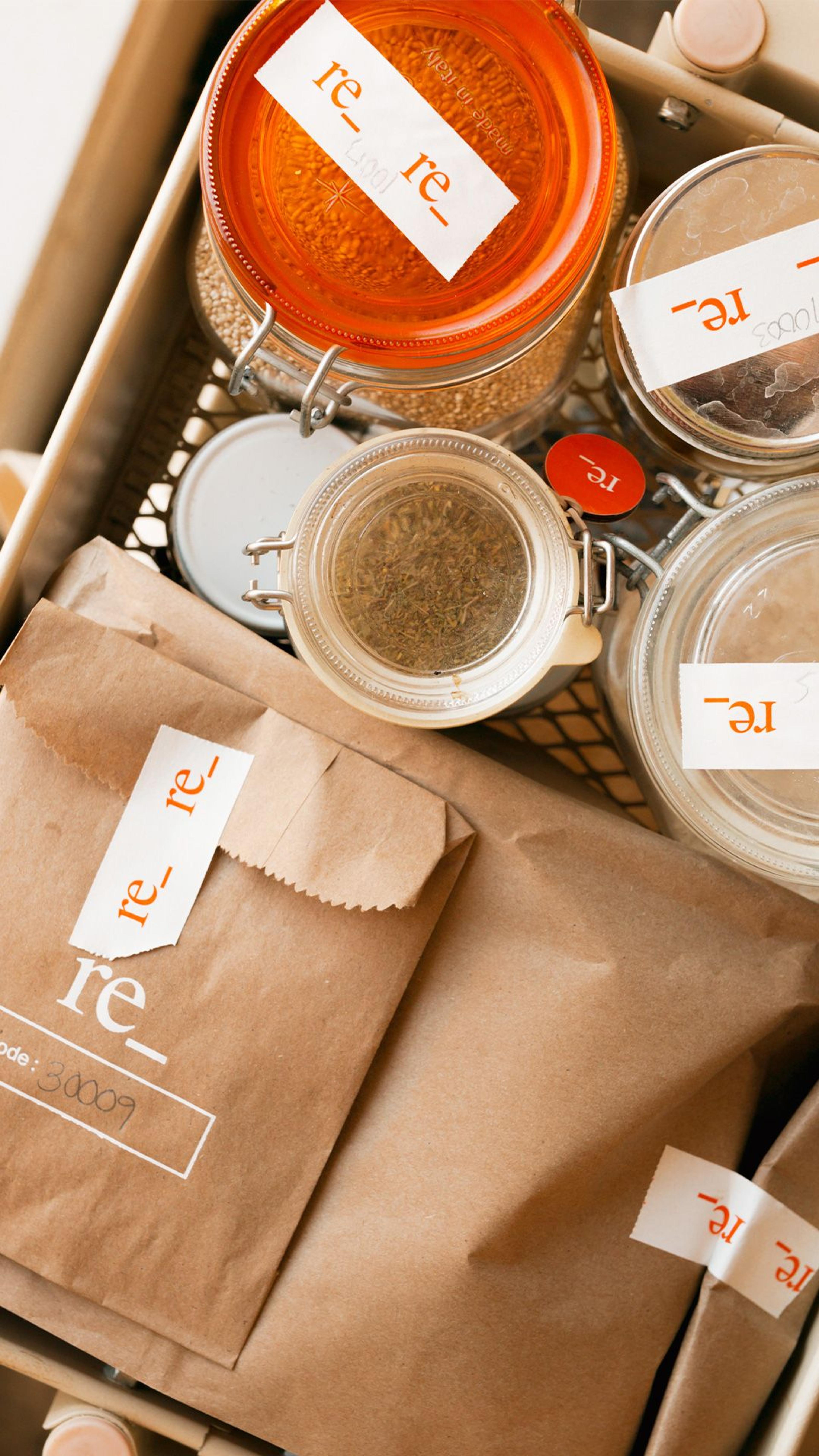 grocery haul from re_ with byoc jars full of dry bulk eco clean foods