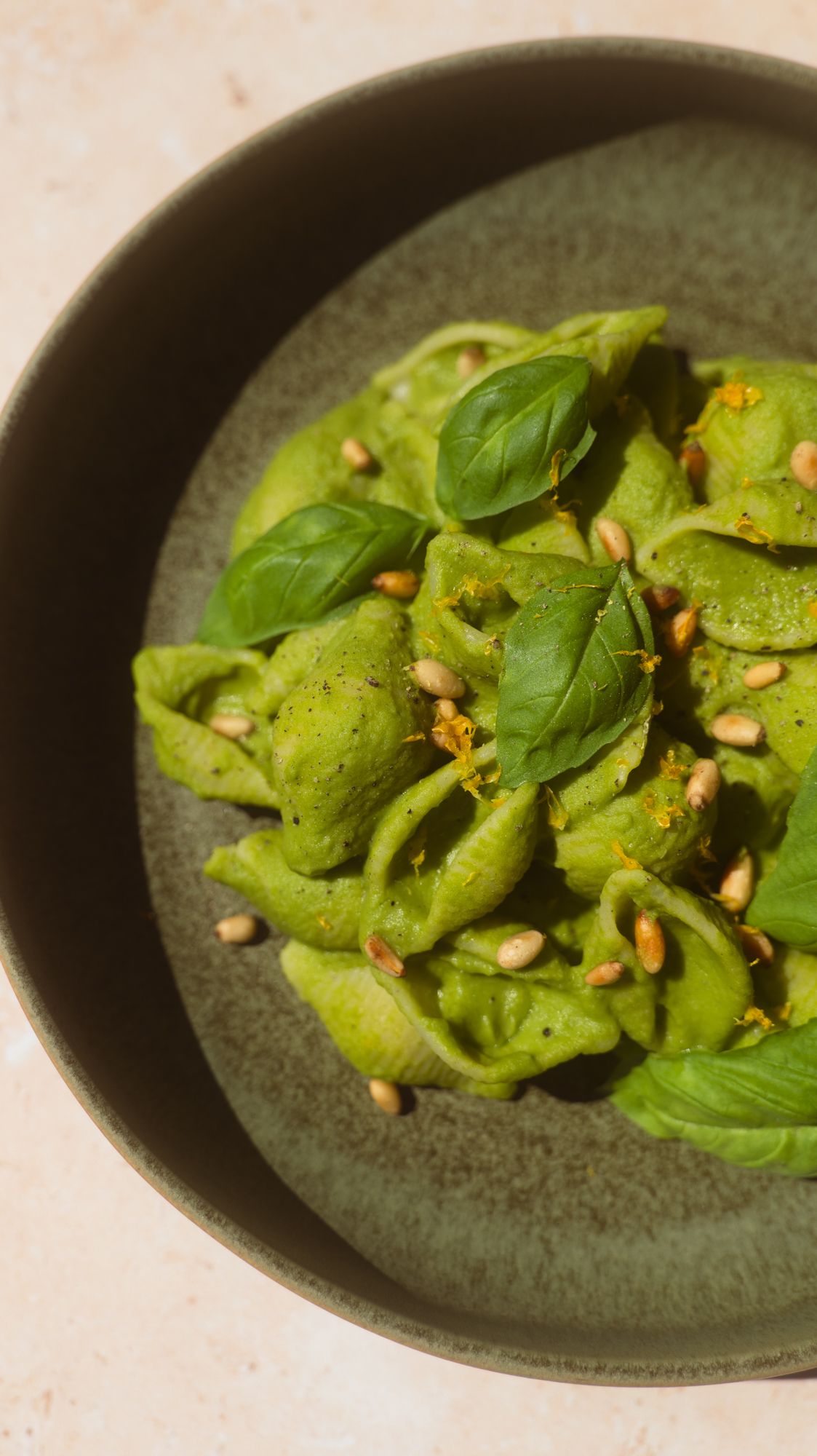 Spring Green White Bean Pasta on a plate