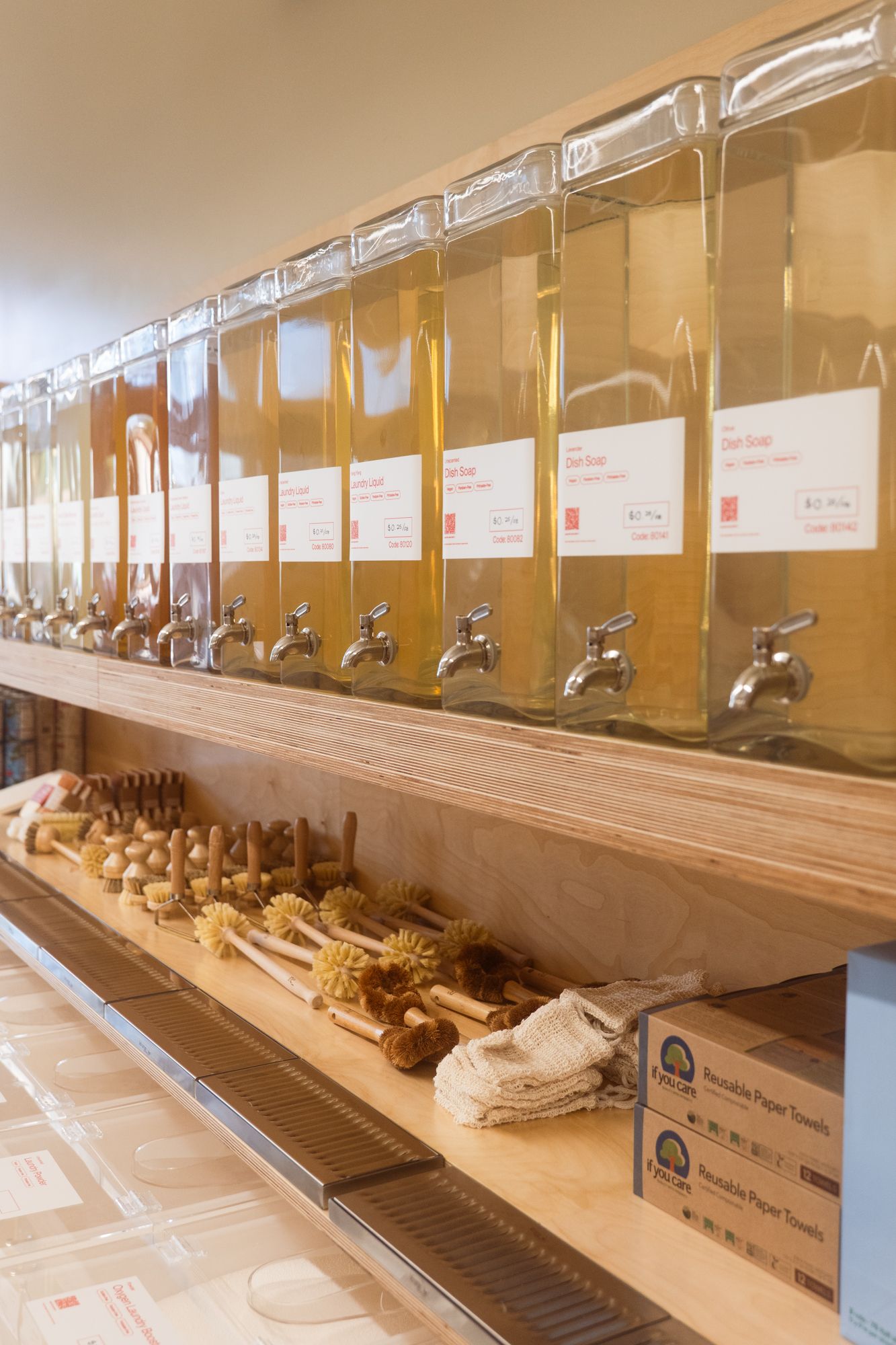 refillable soaps on display at re_ grocery