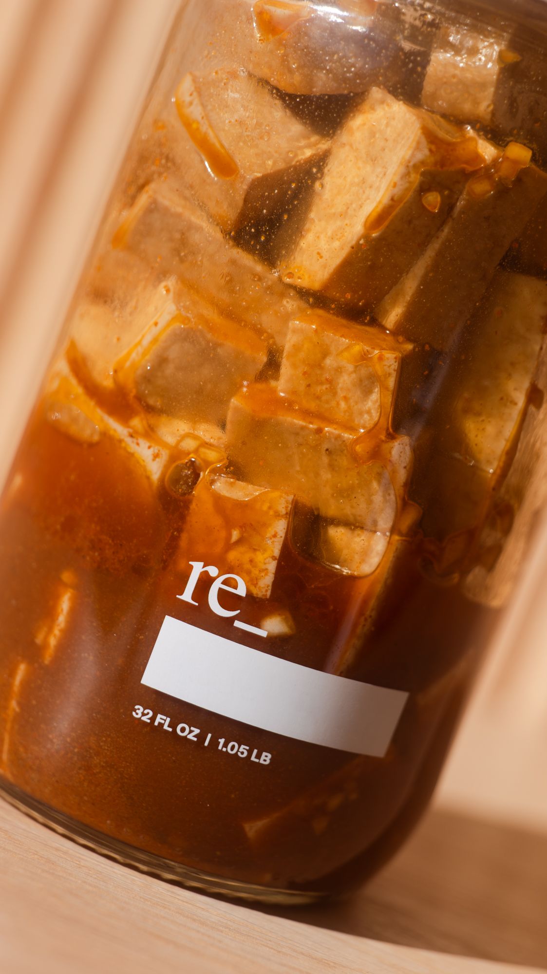 marinated tofu in a reusable glass jar from re grocery, LA's only refill grocery store
