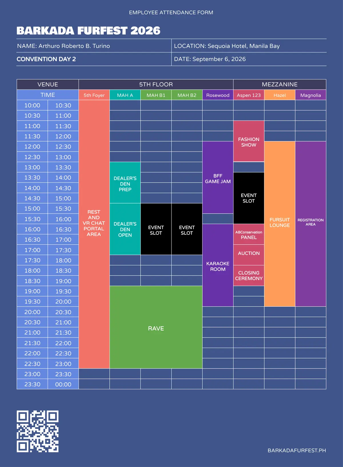 Schedule page