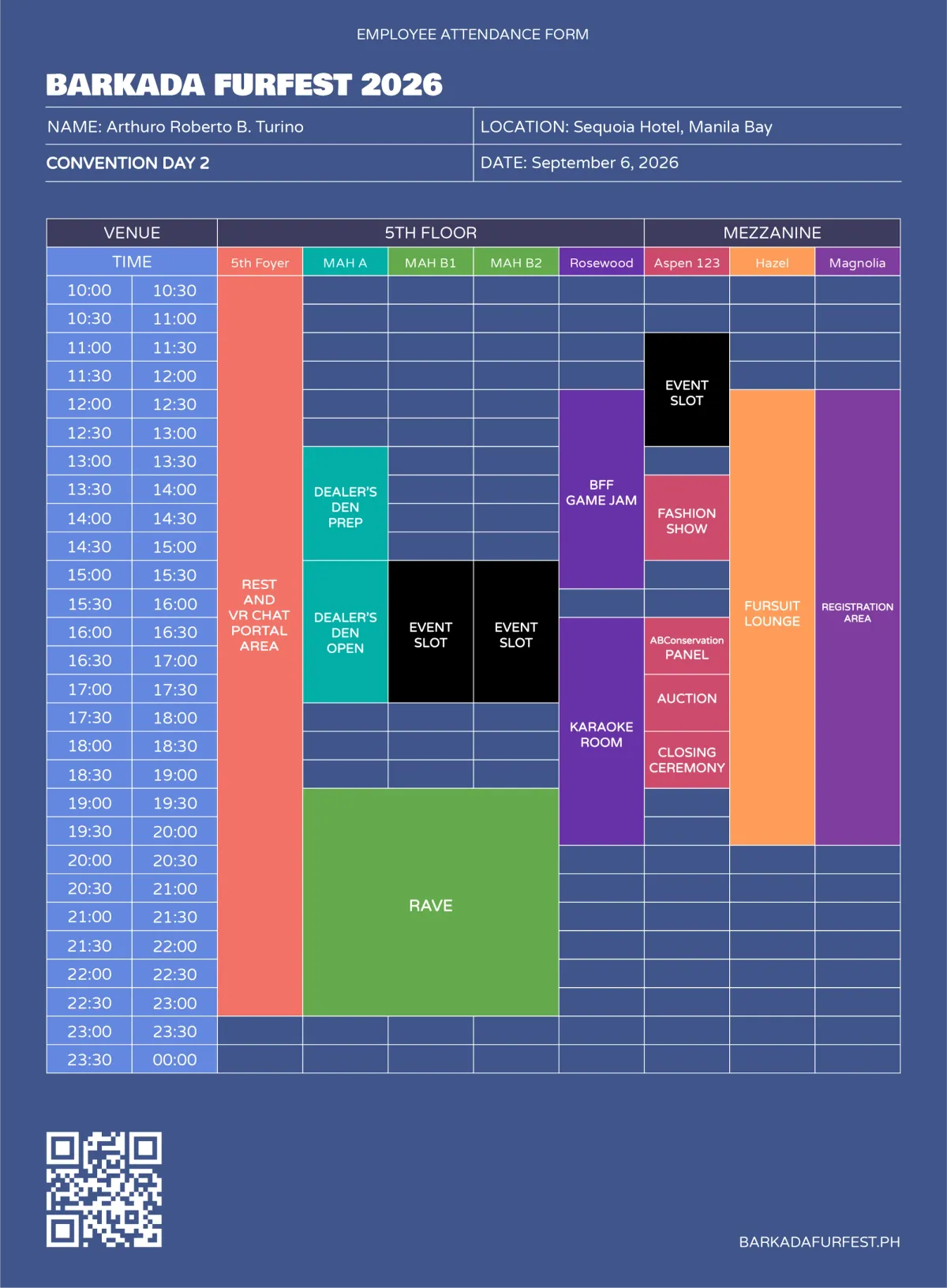 Schedule page