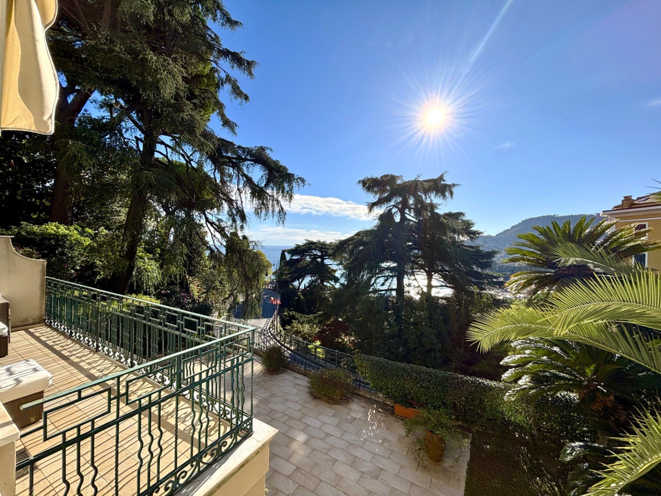 terrazzo, vista, cielo, mare, sole, giardino