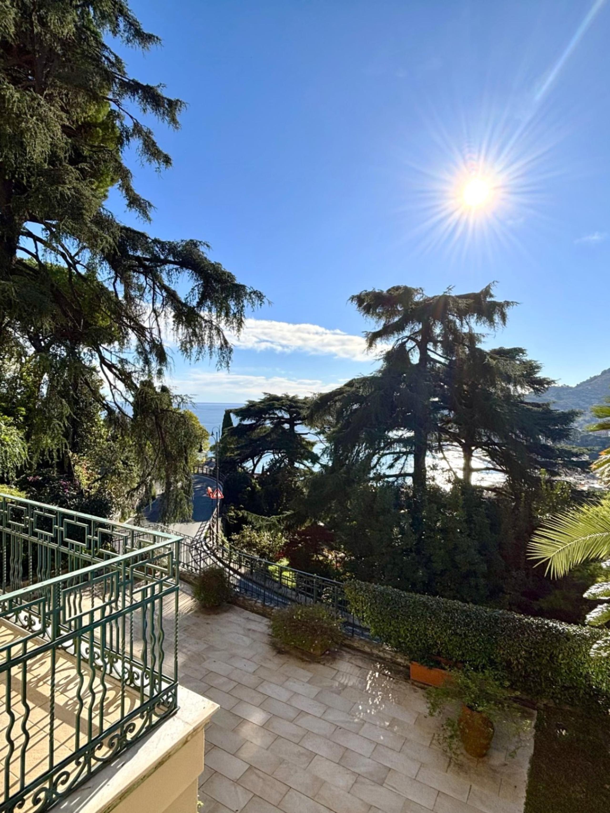 terrazzo, vista, cielo, mare, sole, giardino
