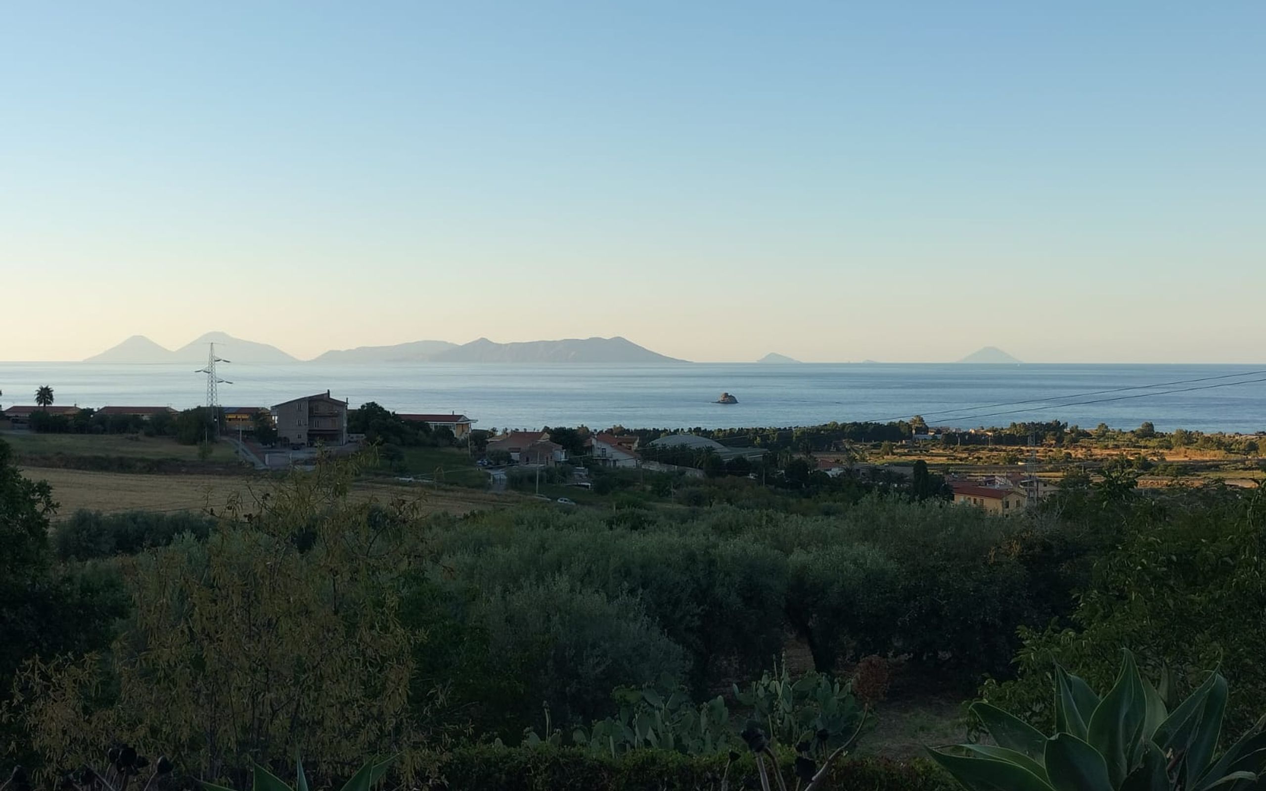 vista, isole eolie, terreno, giardino, piante, mare, cielo