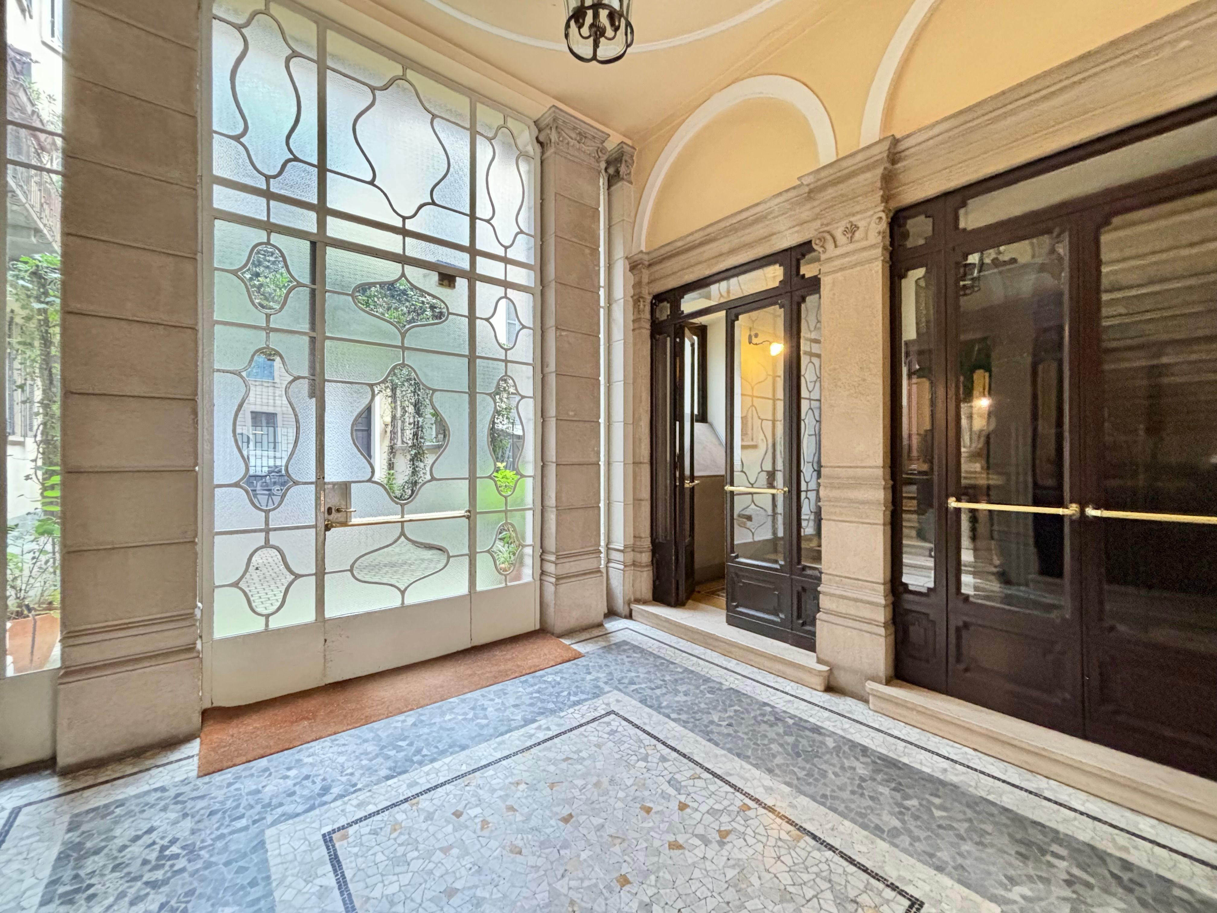 building entrance, lobby, glazed door
