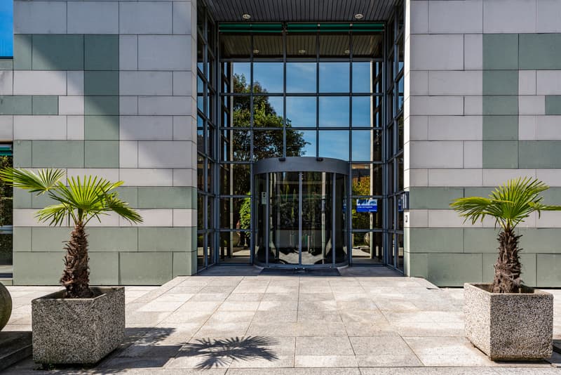 entrance hall, glassed entry, palms