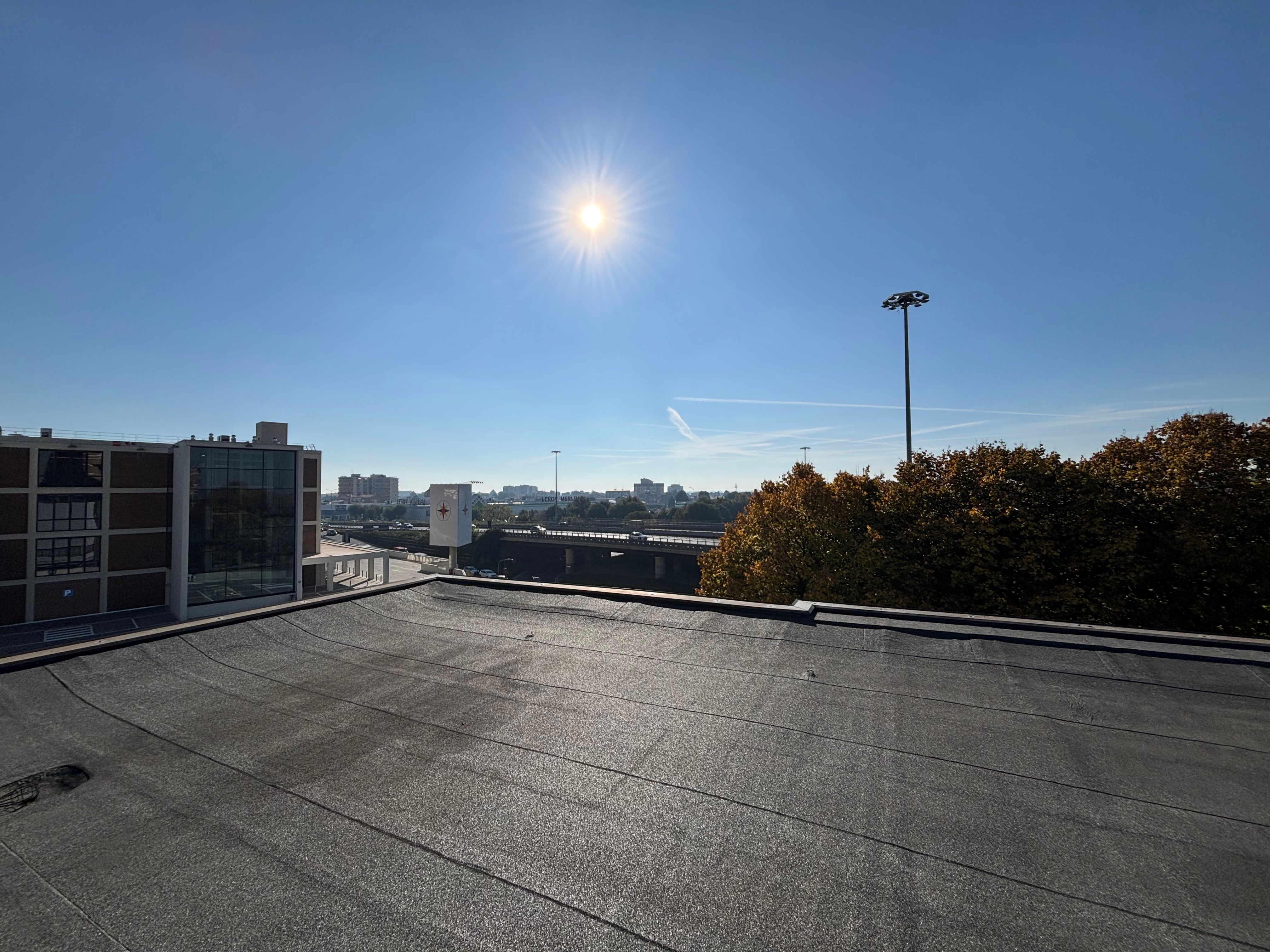 roof top, sky, trees