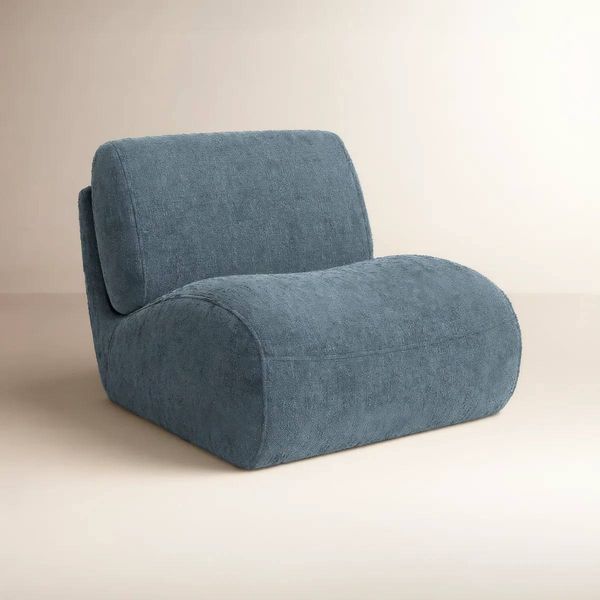 Designer Bouclé Swivel Chair | Steel Blue | Nita 33” | New in Box