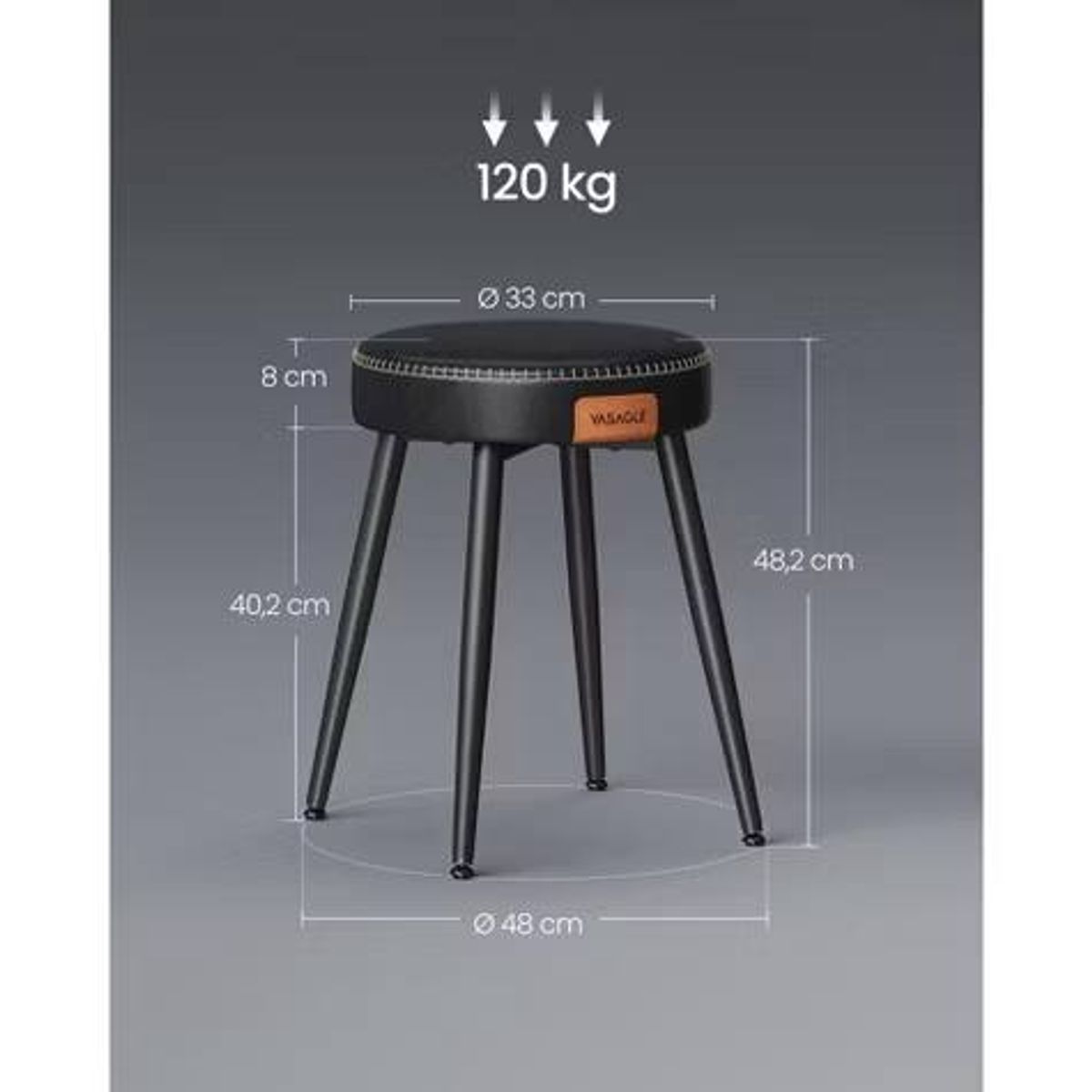 VASAGLE EKHO Dining Chairs / Stools Set of 2 – Black(New in Box) 7