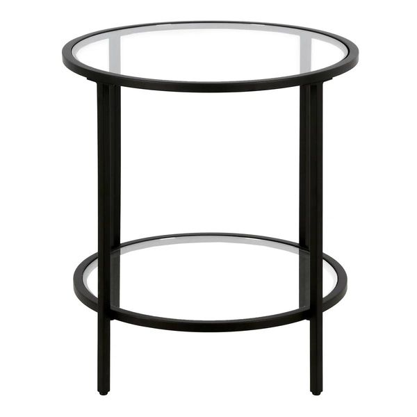 Ceno Glass Top End Table – Blackened Bronze 