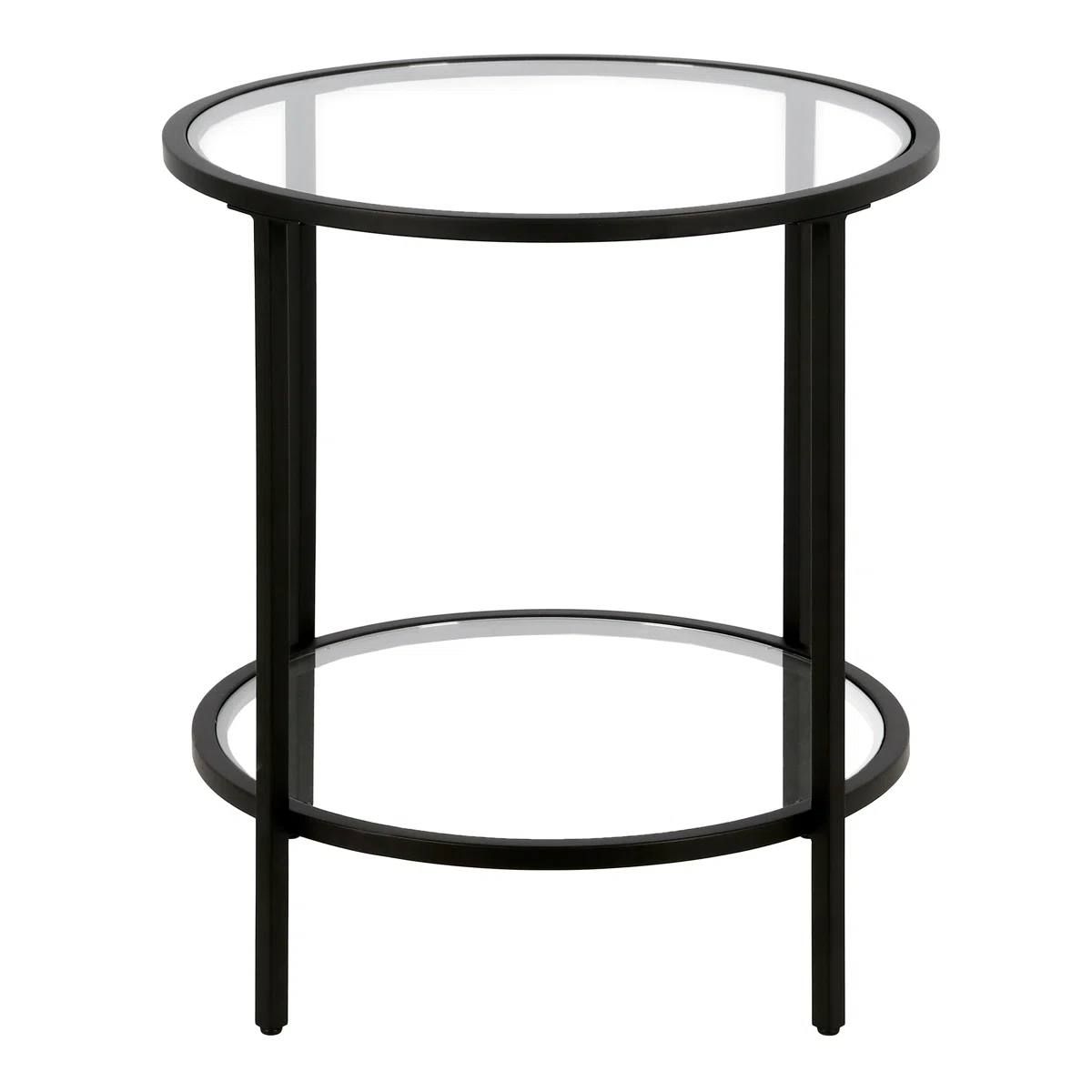 Ceno Glass Top End Table – Blackened Bronze 2