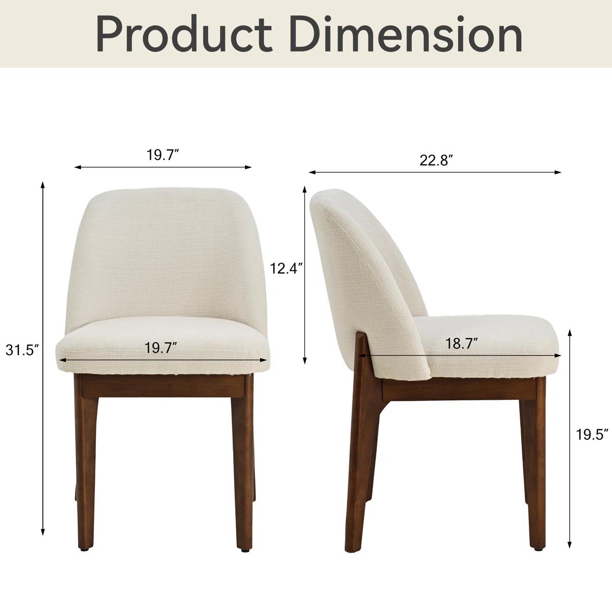 Bason Upholstered Dining Chairs — Set of 2 | Beige & Brown 2