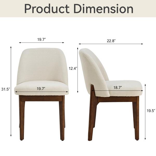 Bason Upholstered Dining Chairs — Set of 2 | Beige & Brown