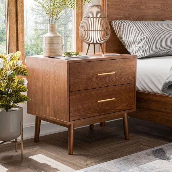 Nevio 2-Drawer Nightstand – Walnut | NEW