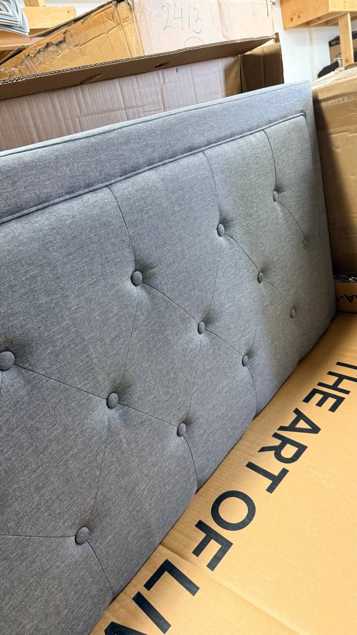 Hegg Linen Tufted Upholstered Platform Bed – Full – Light Gray 9