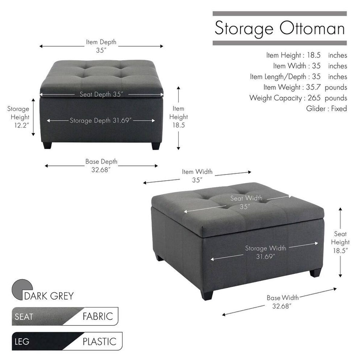 Porthos Home Jana Tufted Storage Ottoman 3
